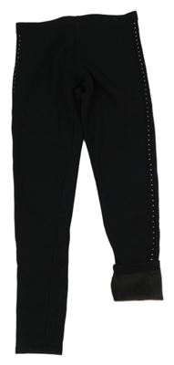 Černé teplákové zateplené legíny s pruhem se cvočky C&A