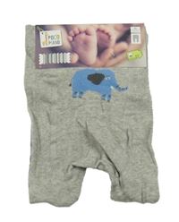 Nové - Sivé melírované pančuchy s modrymi pruhmi a sloníkem POCOPIANO