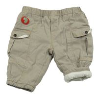 Šedobéžové cargo zateplené kalhoty s ježečkem 