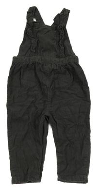 Tmavošedé manšestrové laclové kalhoty s volánky M&S