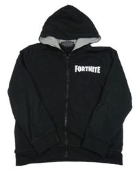 Čierna prepínaci mikina s nápisem - Fortnite a kapucňou