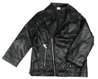 Čierny koženkový jarný krivák s golierikom