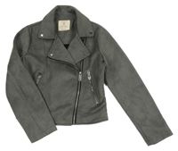 Tmavosivý semišový crop krivák s golierikom PRIMARK