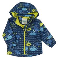 Tmavomodro-modrá vzorovaná softshellová bunda s ponorkami a kapucí OUTBURST