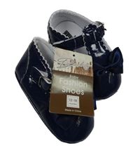 Nové - tmavomodré lakované koženkové poltopánky  s mašlou Baby vel. 20