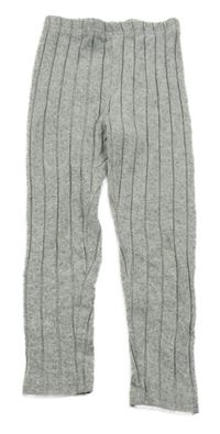 Sivé melírované rebrované úpletové legíny SHEIN