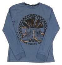 Tmavomodré pyžamové tričko s topánkami a nápismi DESTINATION