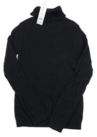 Nové - čierny rebrovaný svetrový rolák George