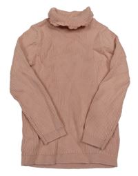 Pudrový rebrovaný svetrový rolák George