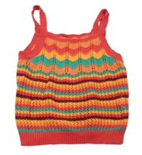 Barevno-červený háčkovaný crop top Tu