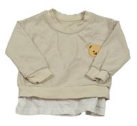 Svetlobéžová mikina s medvedíkom a všitým trikem