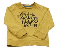 Okrová melírovaná mikina s nápismi a dinosaurom Mothercare