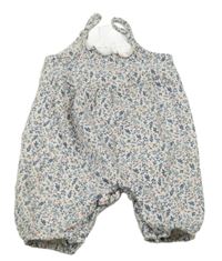 Bílý kalhotový overal s kytičkami a větvičkami Topomini