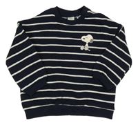 Tmavomodro-bílá pruhovaná mikina se Snoopym H&M
