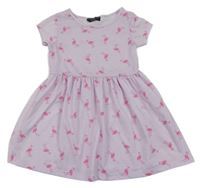 Lila melírované šaty s plameňáky TESSENTIALS