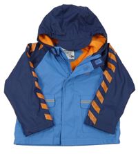 Modro-tmavomodrá nepromokavá jarní bunda s bagrem a kapucí X-MAIL