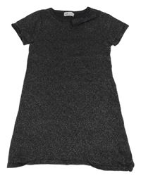 Tmavošedo-strieborné melírované svetrové šaty s mašlou H&M