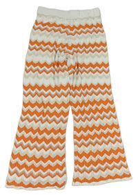 Bielo-oranžovo-zlaté vzorované trblietavé pletené nohavice River Island