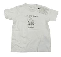 Bílé tričko s nápisy a králíčkem 