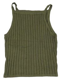 Khaki rebrovaný pletený crop top H&M