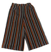 Čierno-bielo-hnedé pruhované culottes nohavice New Look