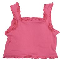Tmavoružový rebrovaný crop top s kanýry zn. Matalan