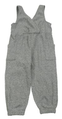 Sivý melírovaný rebrovaný úpletový nohavicový overal s vreckami Primark