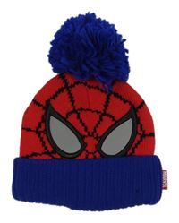 Červeno-modrá pletená čepice s bambulí - Spiderman Marvel