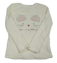 Smotanová chlpatá pyžamová mikina s myškou zn. F&F