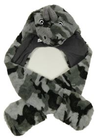 Sivá army chlpatá čapica so šálou - drak zn. George