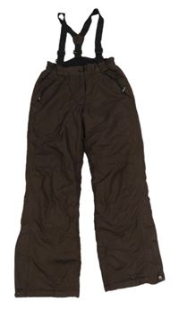 Tmavohnědé šusťákové funkční oteplovačky s odepínacími trakami Crivit