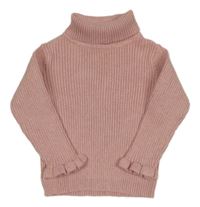 Ružový melírovaný rebrovaný svetrový rolák Matalan