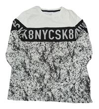 Bílo-černo-vzorované triko s nápisem C&A