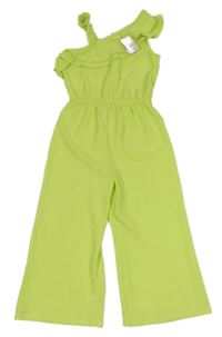 Nové - Limetkový lehký culottes overal s volánky Primark