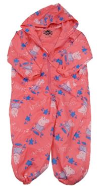 Lososová šusťáková jarní kombinéza s Peppou a kapucí