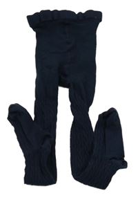 Tmavomodré vzorované punčocháče Tu