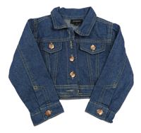 Tmavomodrá rifľová crop bunda Picapino