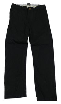 Černé pruhované plátěné chino kalhoty H&M