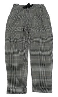 Čierno-bielo-hnedé kockované nohavice H&M