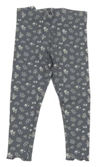 Sivé kvetované rebrované legíny Primark