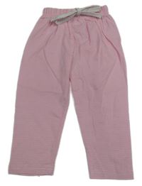 Růžovo-bílé pruhované lehké tepláky