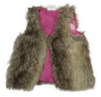 Hnedá kožušinová podšitá vesta Topolino