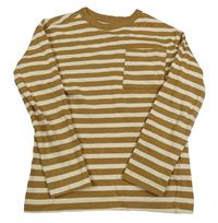 Hnědo-béžové pruhované mikinotriko s vreckom H&M