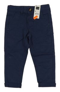 Nové - Tmavomodré plátěné chino kalhoty Dunnes