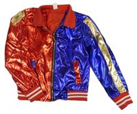 Kostým - Červeno-modrá lesklá podšitá bunda - Harley Quinn