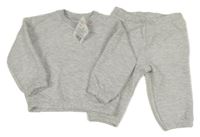 Nové - 2set - Světlešedá melírovaná prošívaná mikina + tepláky F&F