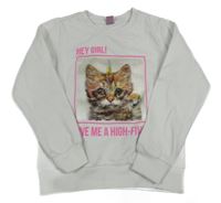 Biela mikina s měnícím obrázkem - mačka Dopodopo