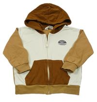 Béžovo-hnedá prepínaci mikina s nápisom a kapucňou H&M