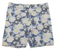 Tmavomodré kvetované elastické kraťasy Max