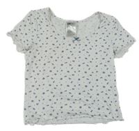 Bílé květované pyžamové crop tričko H&M